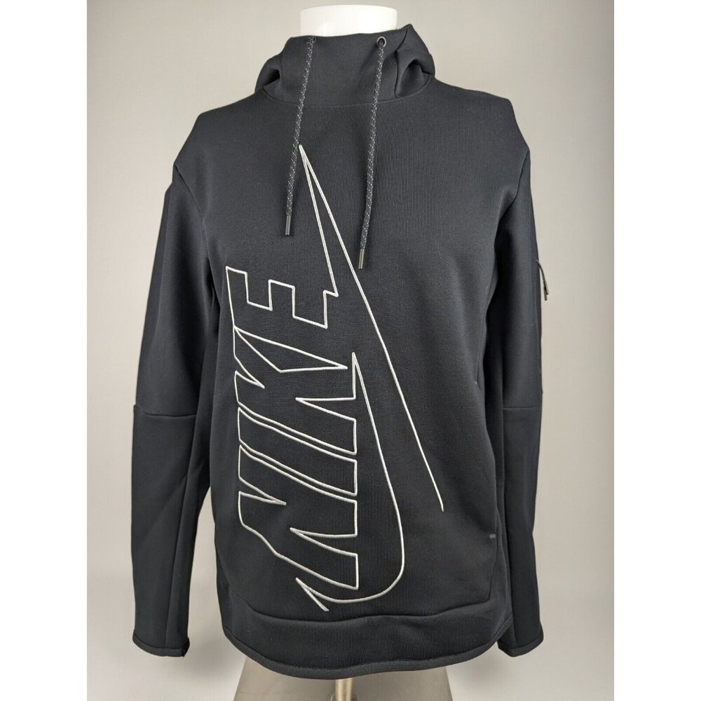 Nike Tech Fleece Swoosh Graphic Logo Pullover Hoodie Black Men's Size Small NWT